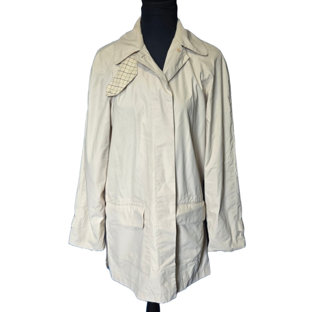 Lauren Ralph Lauren Beige Trench Spring Coat Medium Classic Raincoat Preppy - Picture 2 of 9